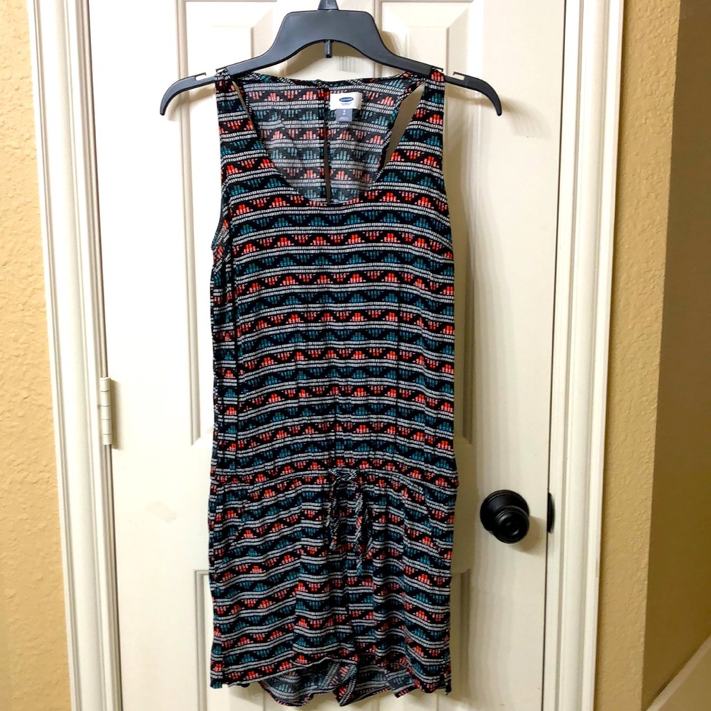 Black multicolored sleeveless romper